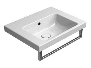 NORM 50X40 - Rectangular single ceramic washbasin with towel rail by GSI ceramica - view 2